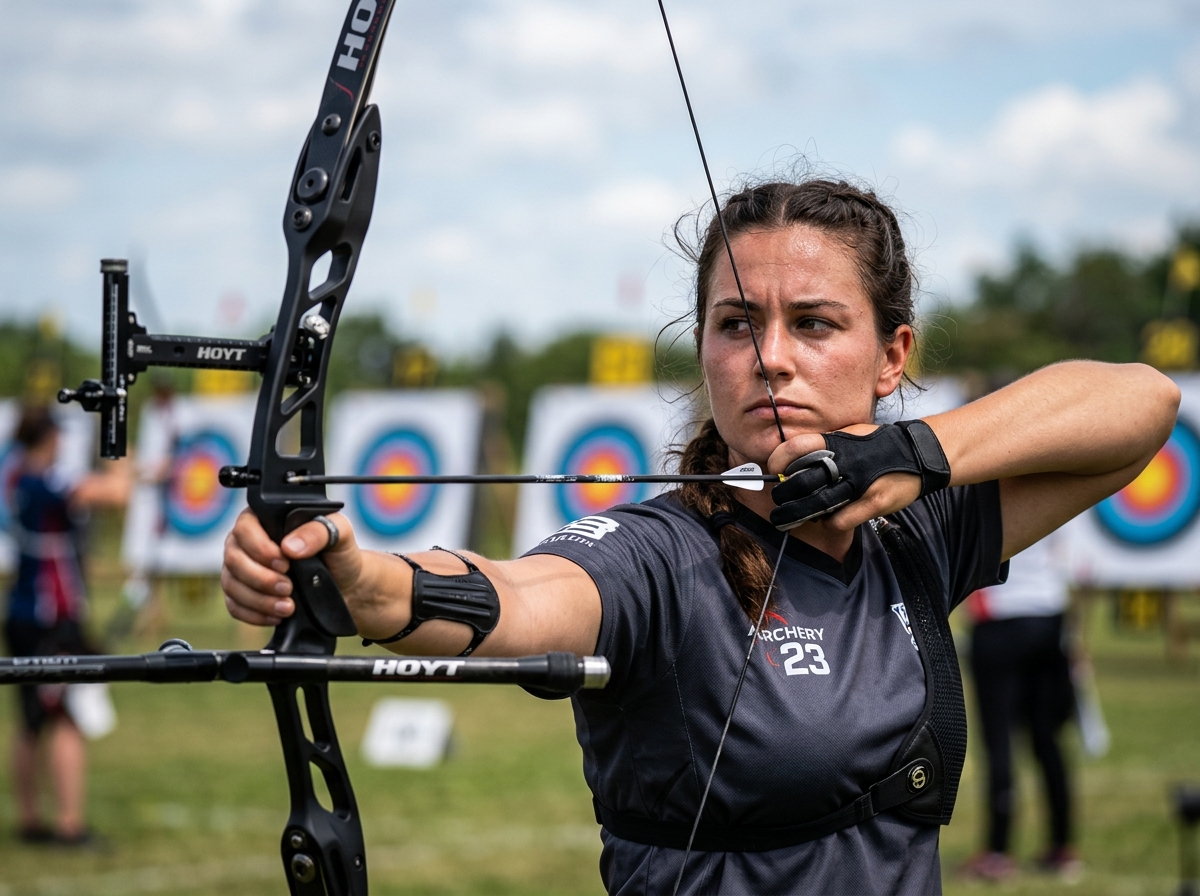 Recurve archer at full draw